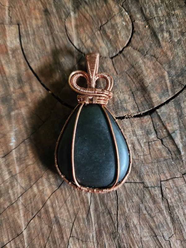 Shungite Copper Wire Wrapped Handmade Pendant - Copper Wire Wrap Crystal Australia