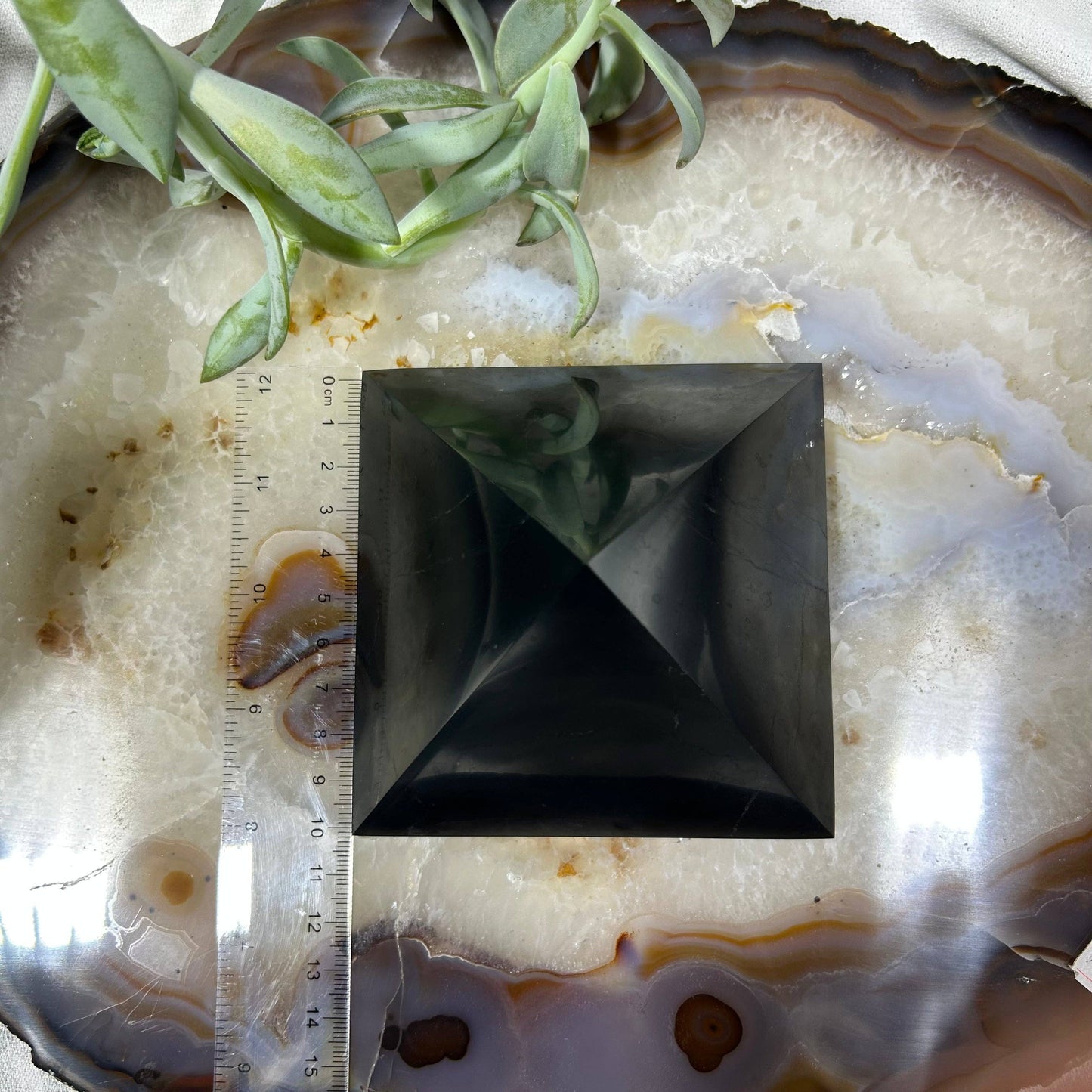 Crystals Shungite Pyramid Polished 10cm EMF Protection