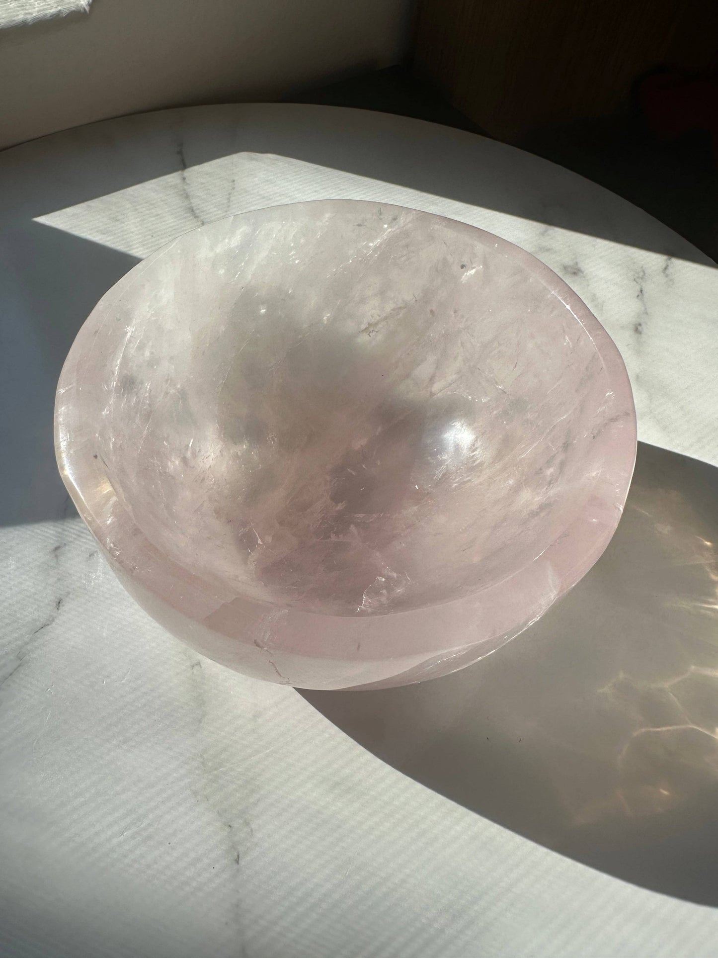 Large Rose Quartz Crystal Bowl Carving #1