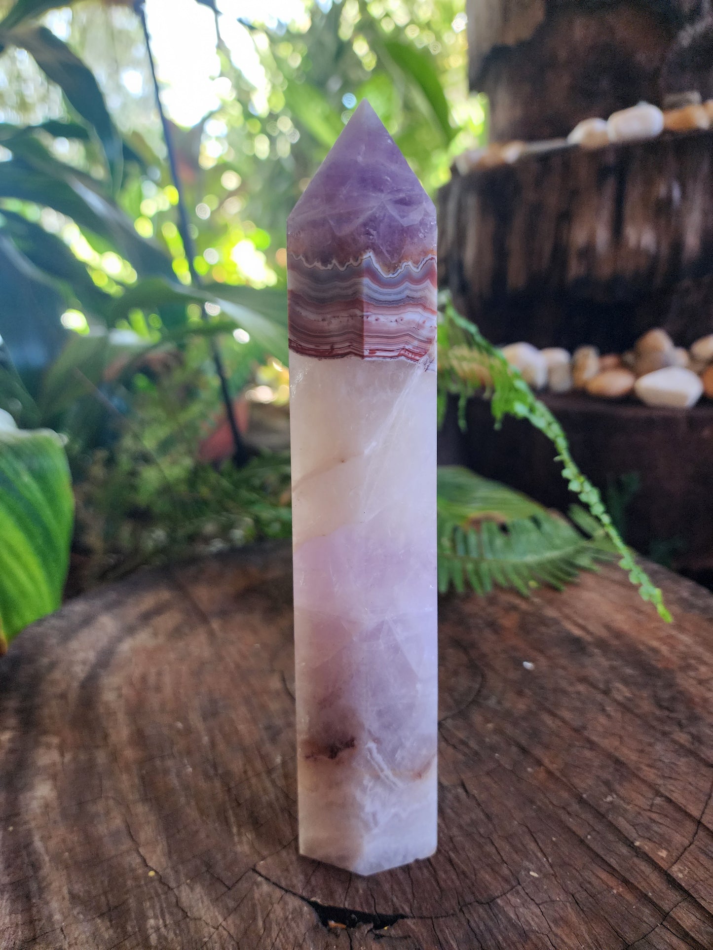 Large Amethyst Lace Agate Tower Point 20cm