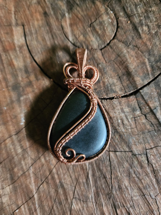 Shungite Copper Wire Wrapped Handmade Pendant