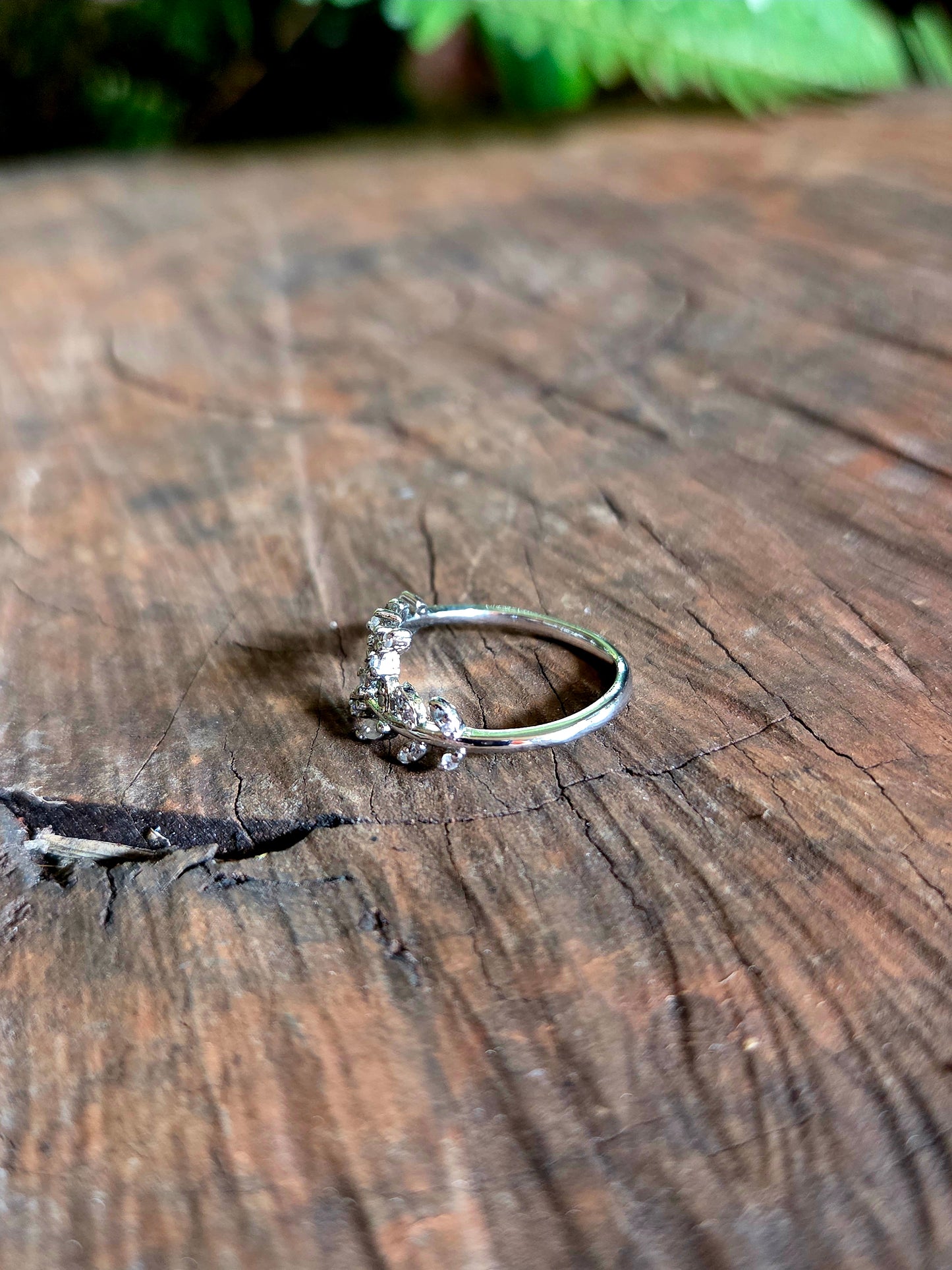 Crystal Leaf Adjustable Ring