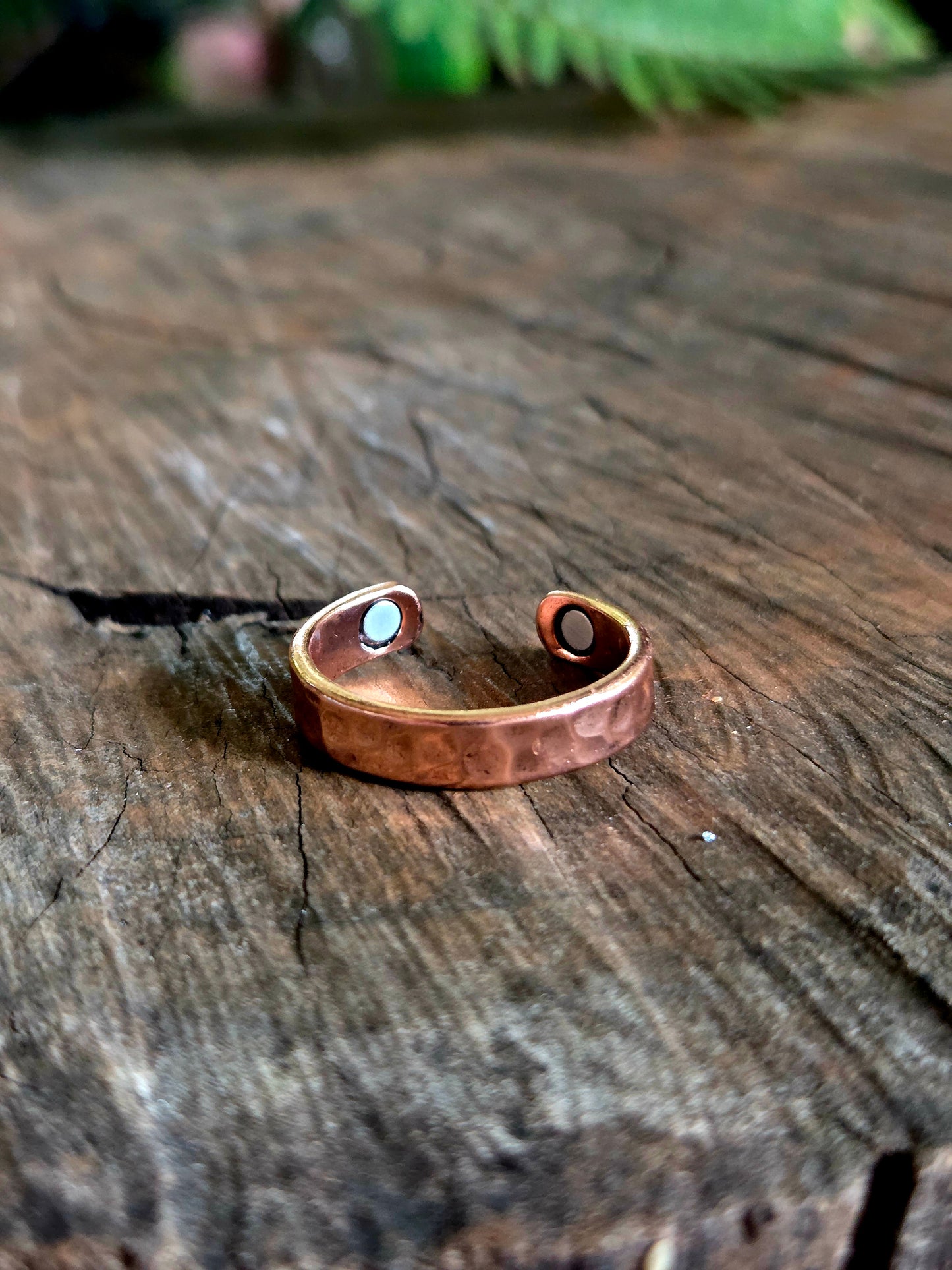 Copper Magnetic Hammered Adjustable Ring 2mm