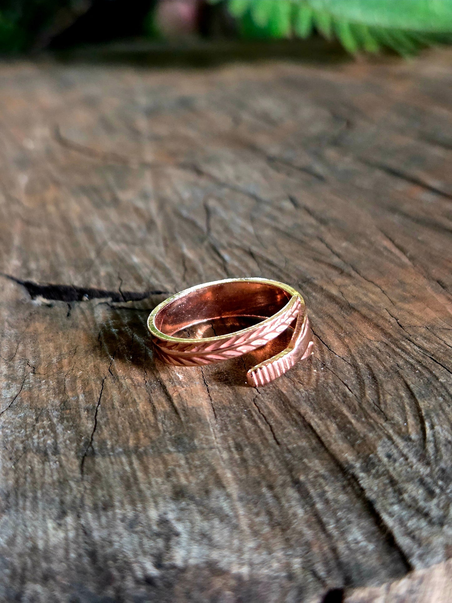 Copper Feather Ring Adjustable