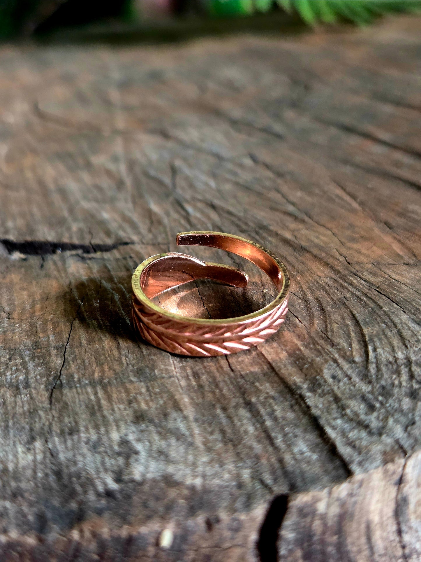 Copper Feather Ring Adjustable