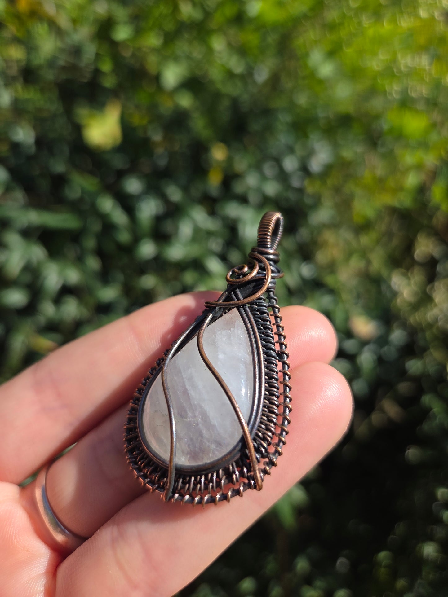 Moonstone Copper Wire Wrapped Handmade Pendant