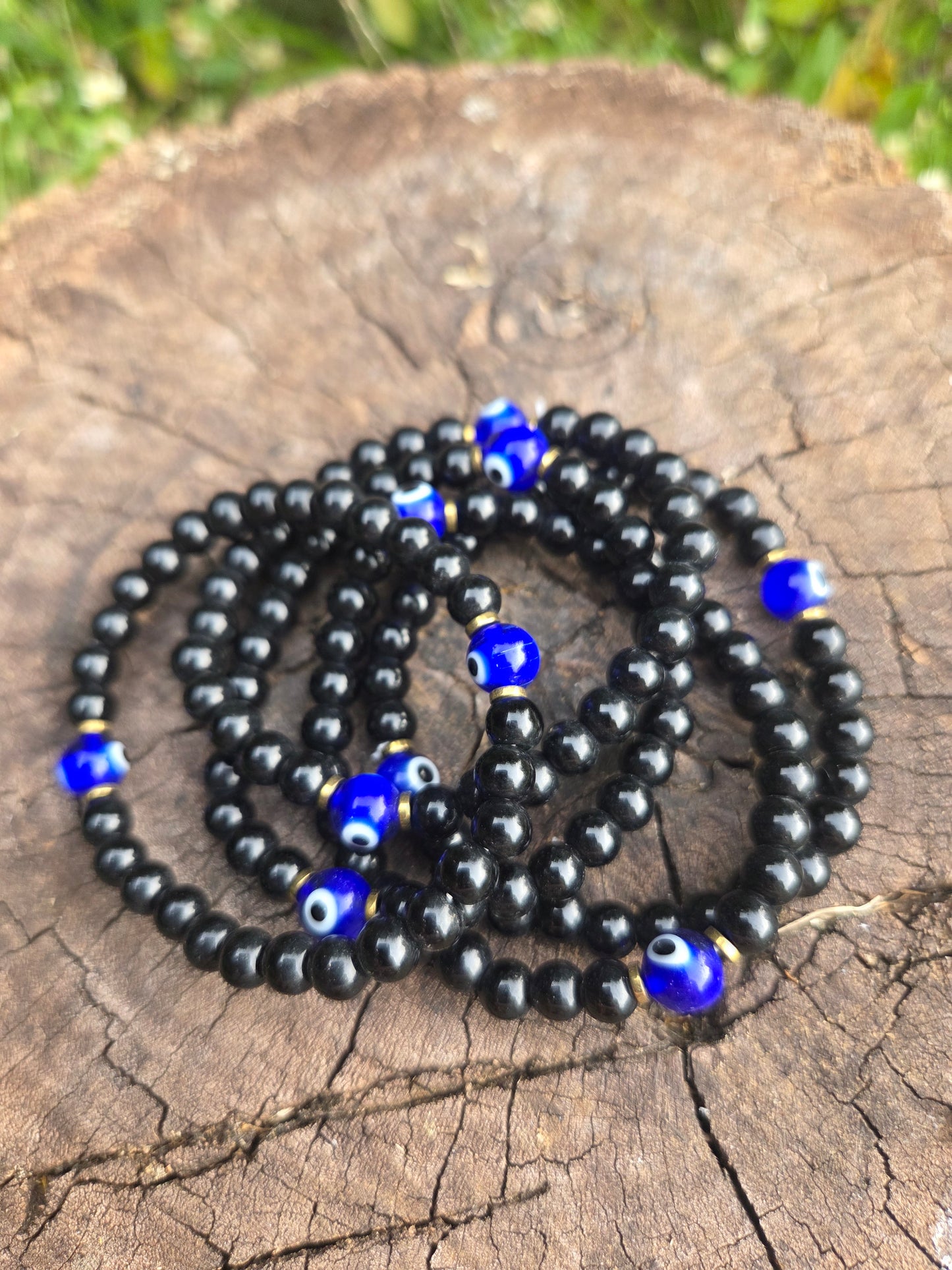 Black Tourmaline Evil Eye Protection Bracelet 6mm