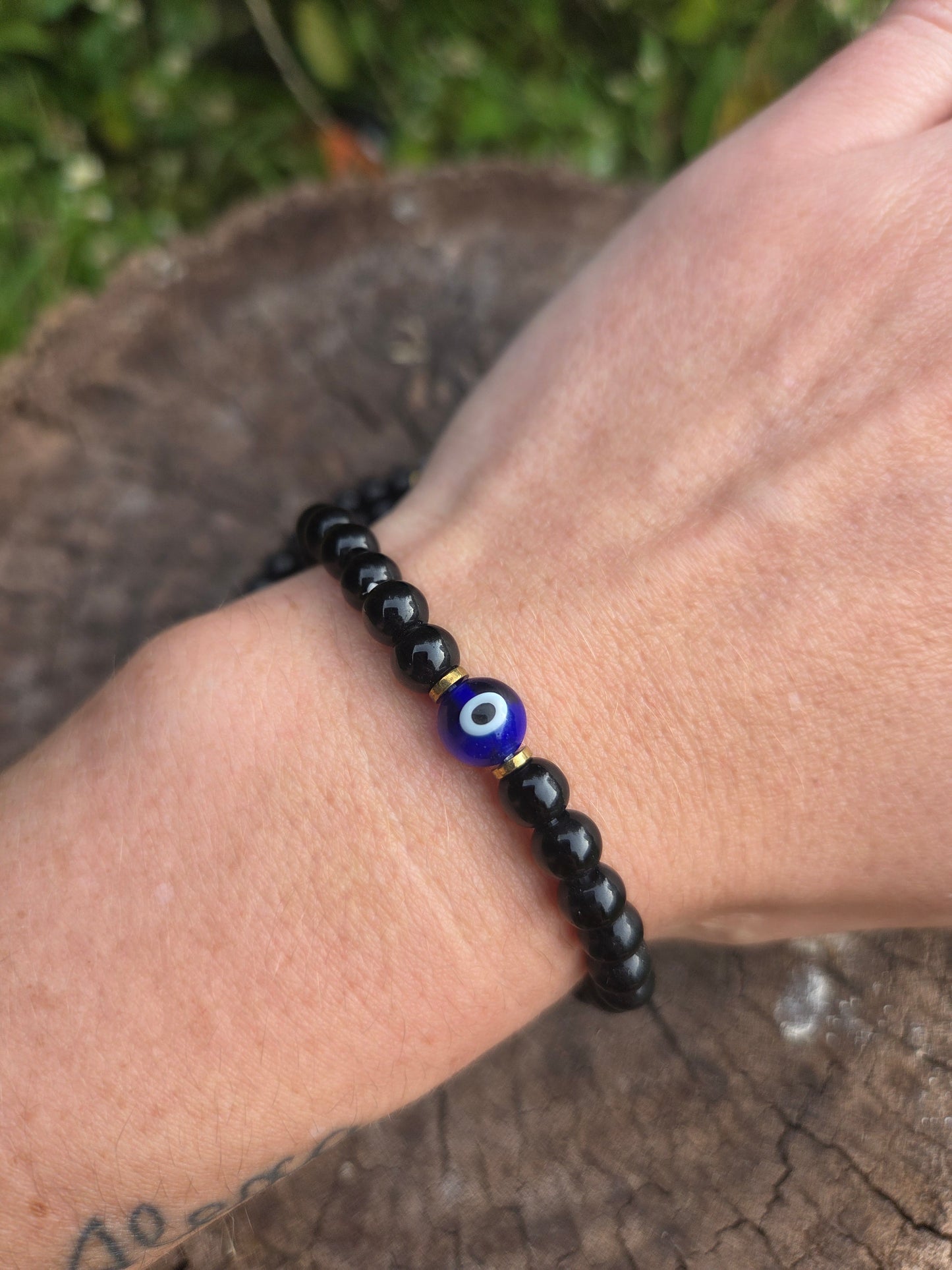 Black Tourmaline Evil Eye Protection Bracelet 6mm
