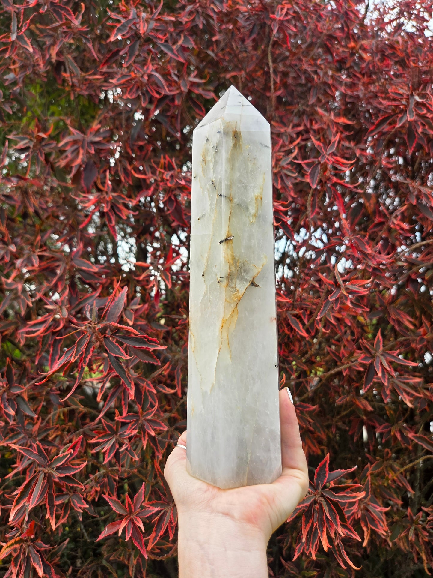 Large Tourmalinated Quartz Tower Point 28cm