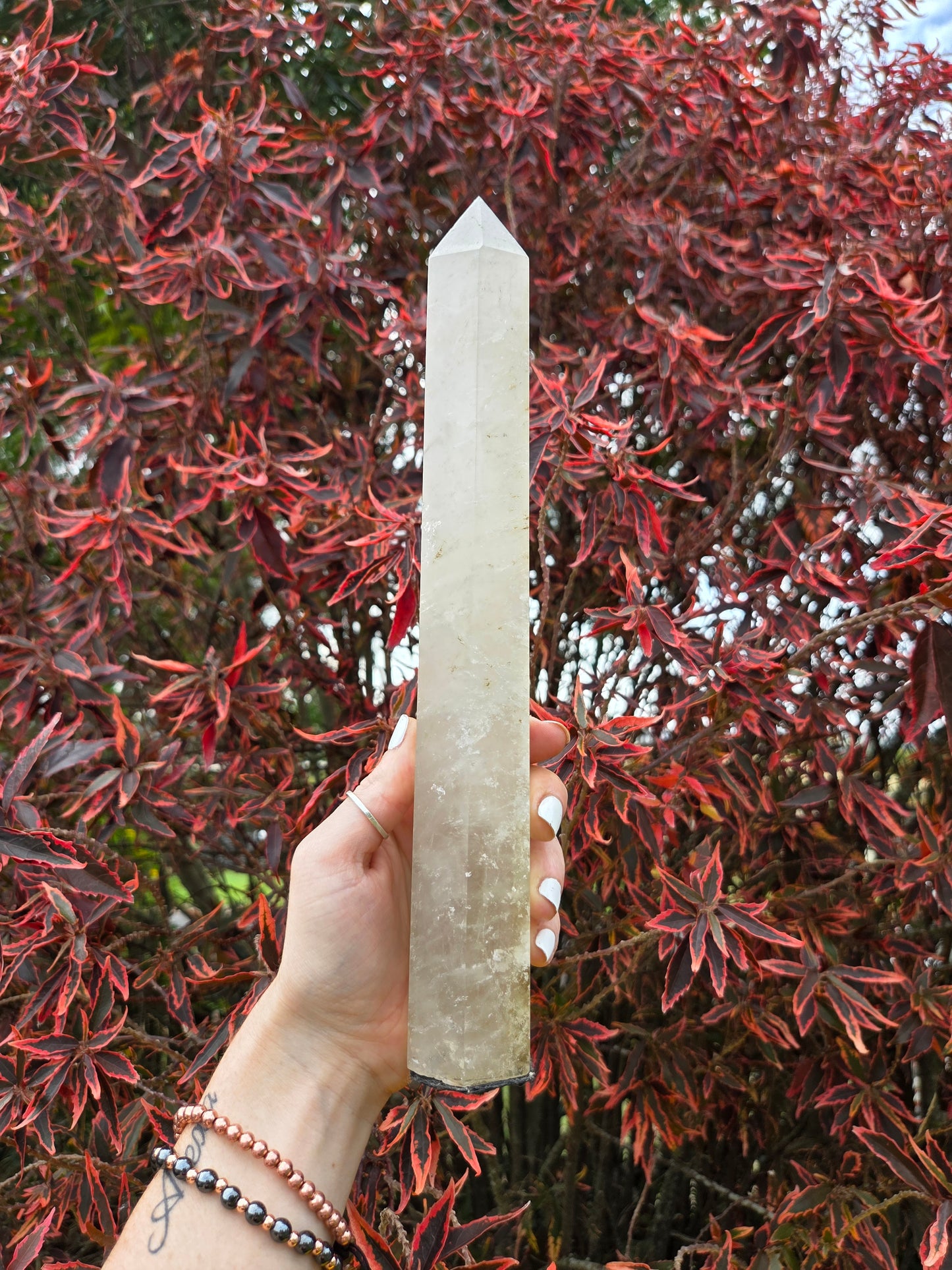 Large Smoky Citrine Quartz Crystal Tower Point 28cm
