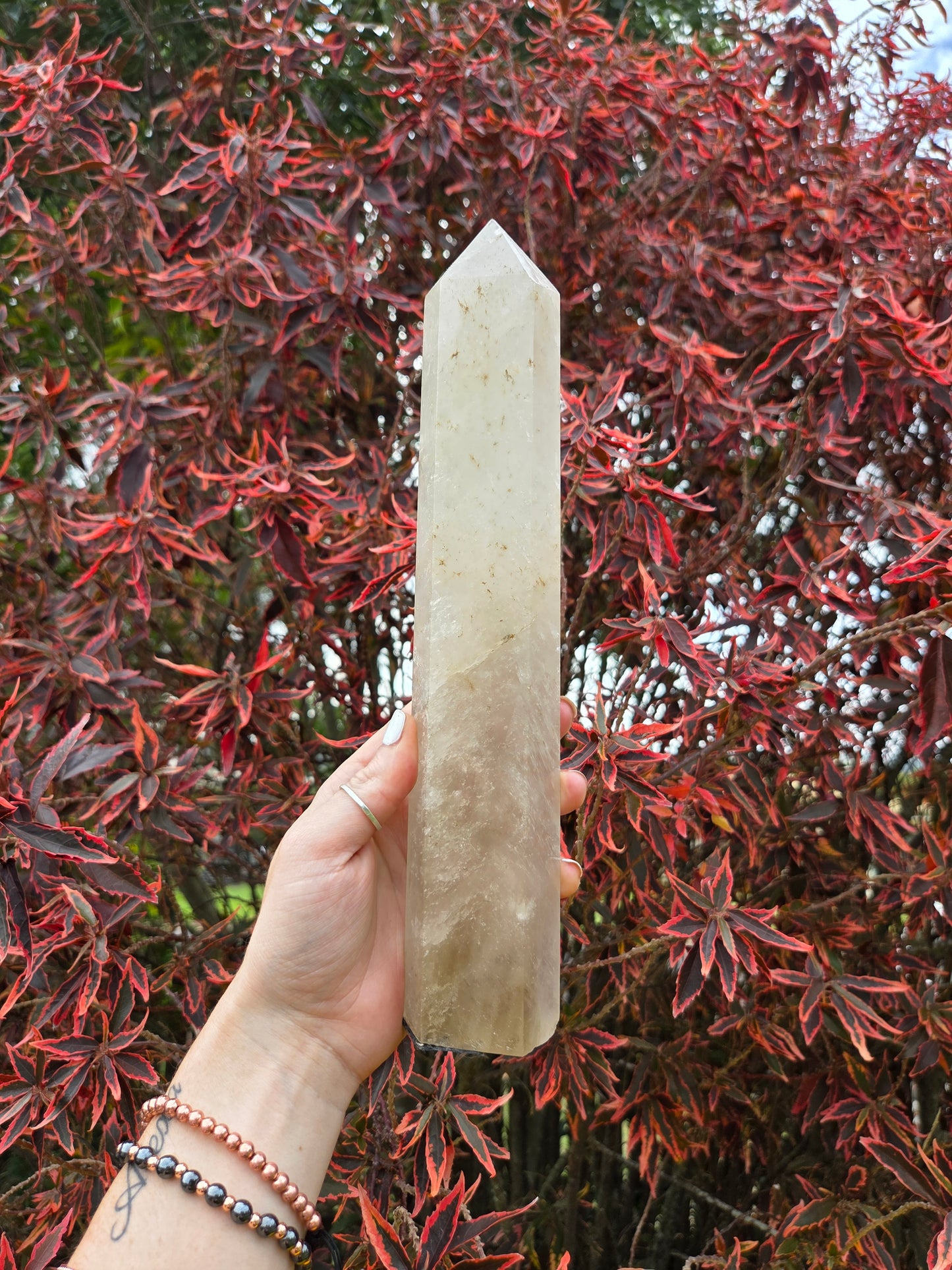 Large Smoky Citrine Quartz Crystal Tower Point 28cm