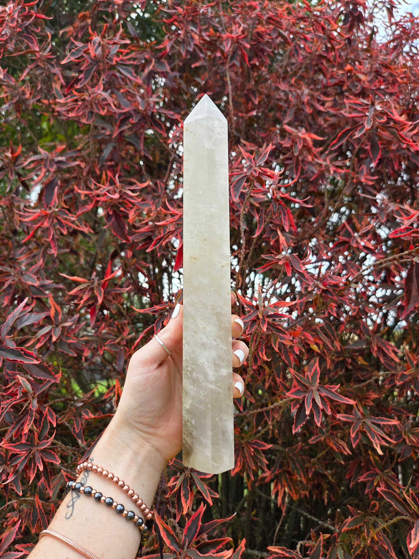 Large Smoky Citrine Quartz Crystal Tower Point 28cm
