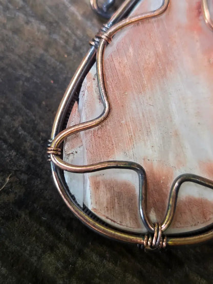 Scolecite Copper Wire Wrapped Pendant Necklace
