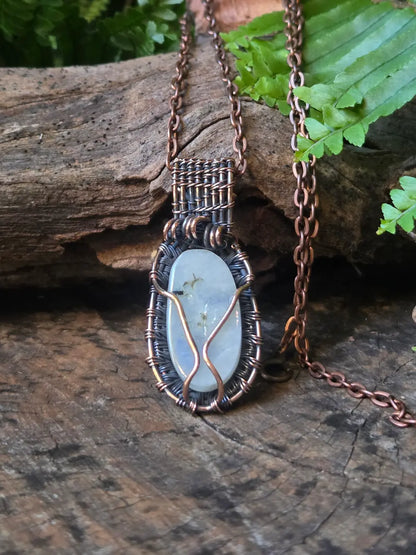 Moonstone Copper Wire Wrapped Handmade Pendant Necklace