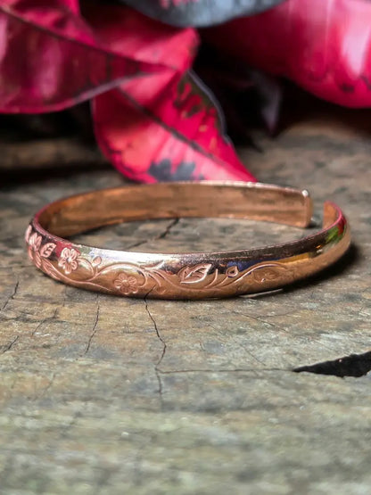 Pure Copper Cuff Bracelet - Flower