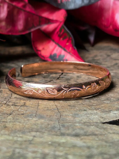 Pure Copper Cuff Bracelet - Flower