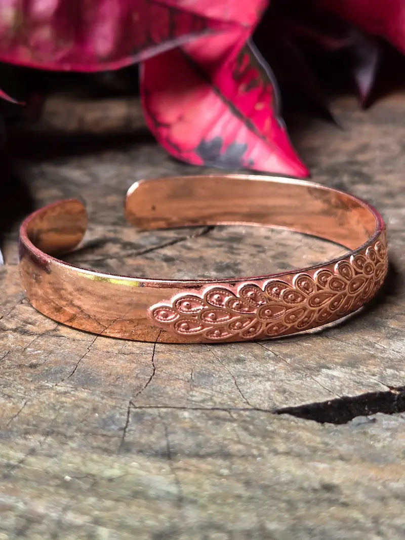 Pure Copper Cuff Bracelet - Peacock