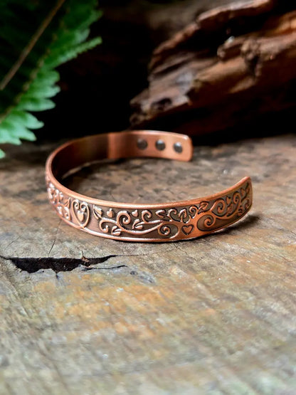 Pure Copper Bracelet Magnetic - Floral Heart