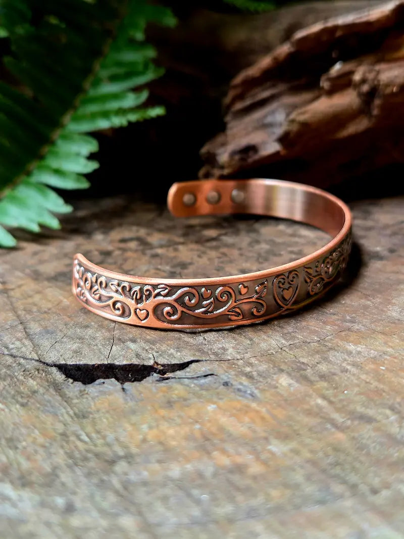 Pure Copper Bracelet Magnetic - Floral Heart