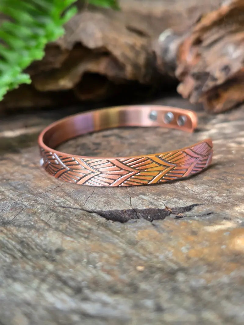 Pure Copper Magnetic Cuff Bracelet - Geometric