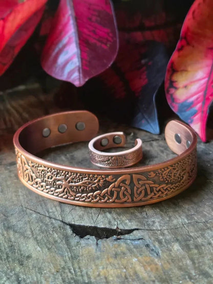 2pcs Magnetic Copper Bracelet & Ring Set - Celtic Tree of Life - Jewellery Australia