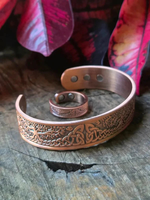 2pcs Magnetic Copper Bracelet & Ring Set - Celtic Tree of Life - Jewellery Australia