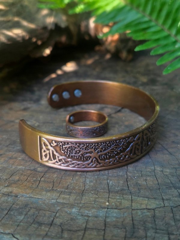 2pcs Magnetic Copper Bracelet & Ring Set - Tree of Life - Jewellery Australia
