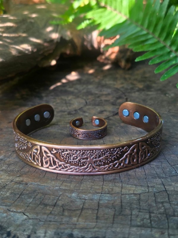 2pcs Magnetic Copper Bracelet & Ring Set - Tree of Life - Jewellery Australia