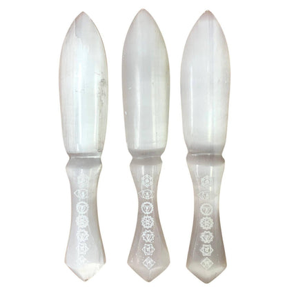 Selenite Wand/Athame/Dagger - 7 Chakra