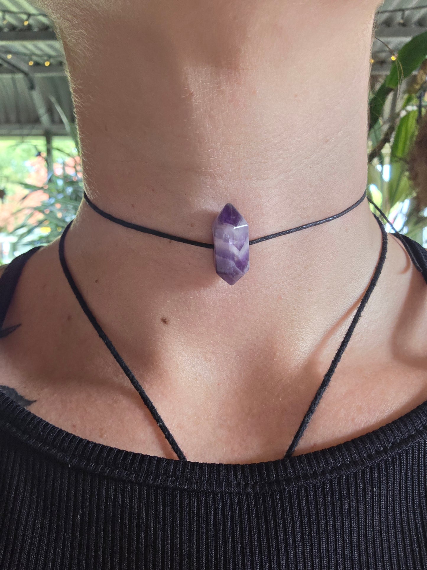 Amethyst Pendant Choker Necklaces