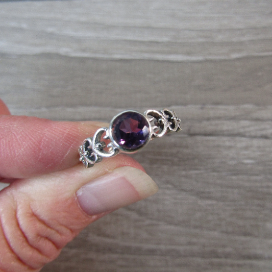 Amethyst Heart Ring 925 Sterling Silver
