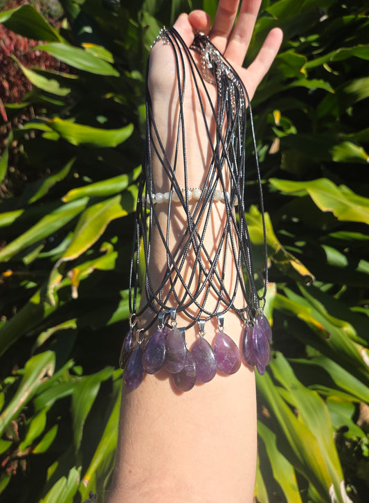 Amethyst Teardrop Pendant Necklace