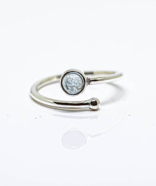 Aquamarine Ring Sterling Silver 925 Adjustable