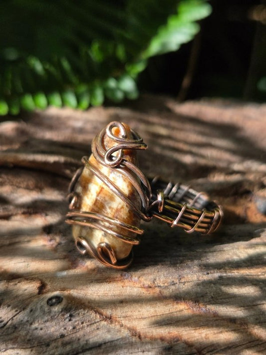 Jasper Copper Wire Wrapped Ring - Jewellery Australia