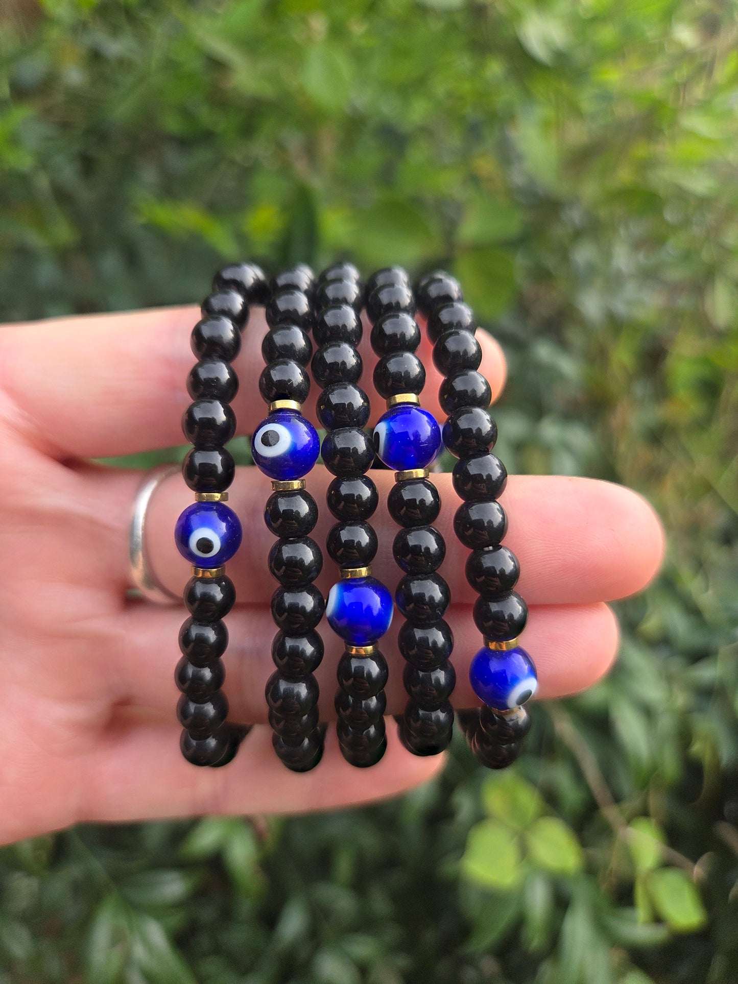 Black Tourmaline Evil Eye Protection Bracelet 6mm