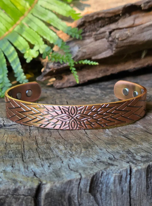Pure Copper Cuff Bracelet - Floral - Copper Jewellery Australia
