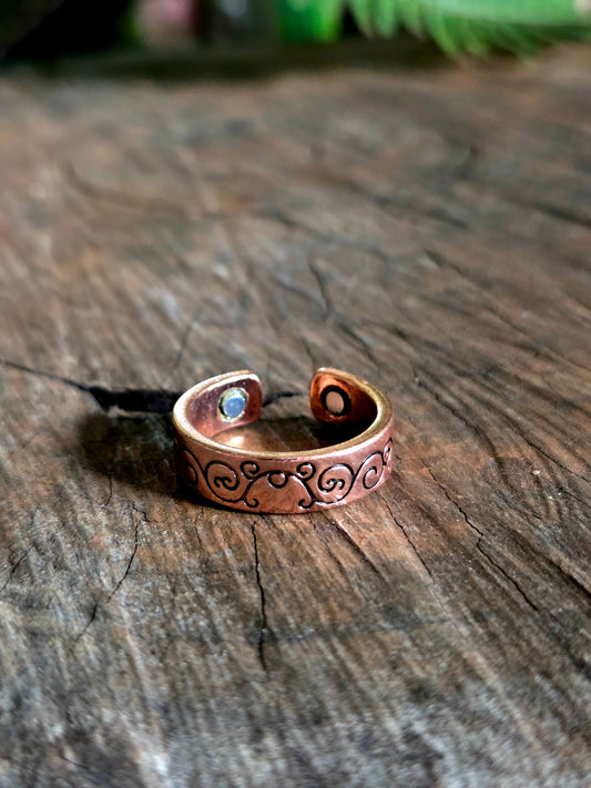 Copper Magnetic Adjustable Ring "Swirl"