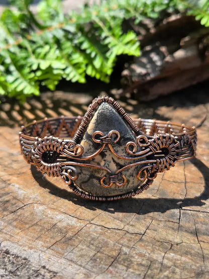 Dendritic Opal Copper Wire Wrapped Bracelet