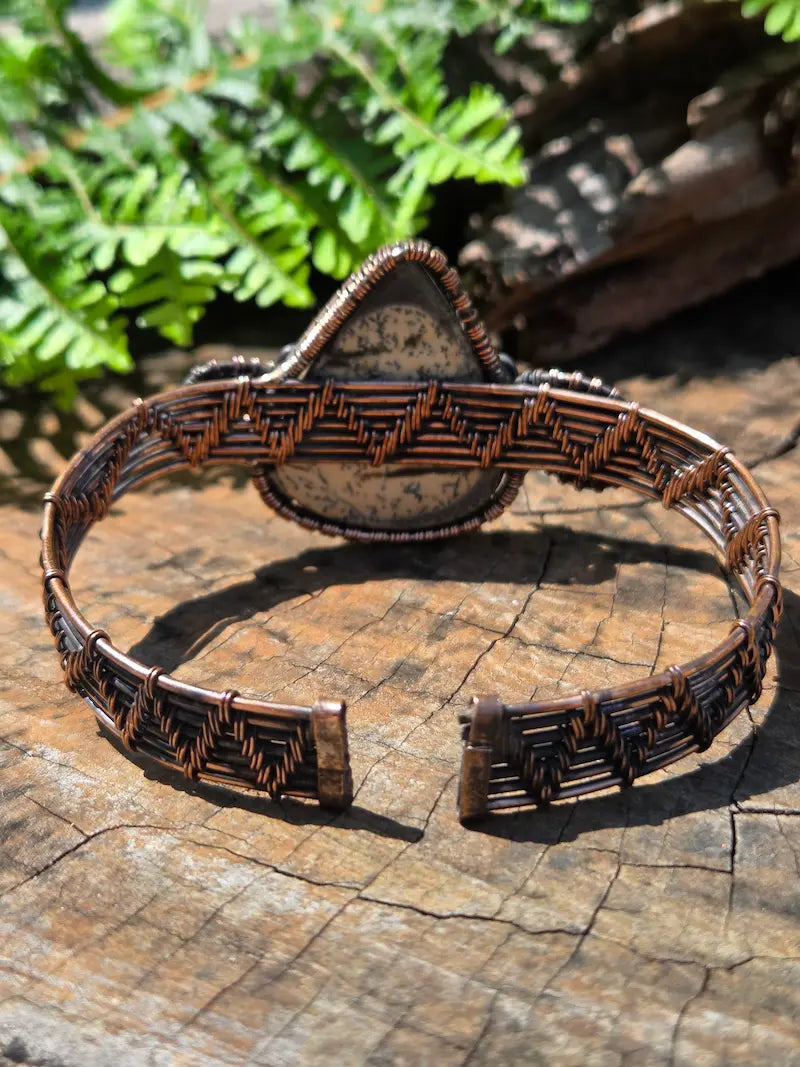 Dendritic Opal Copper Wire Wrapped Bracelet
