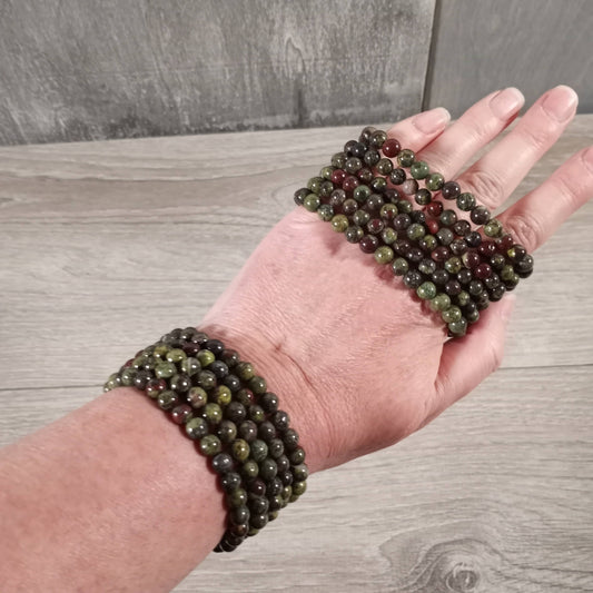 Dragon Bloodstone Beaded Stretch Bracelet 6mm