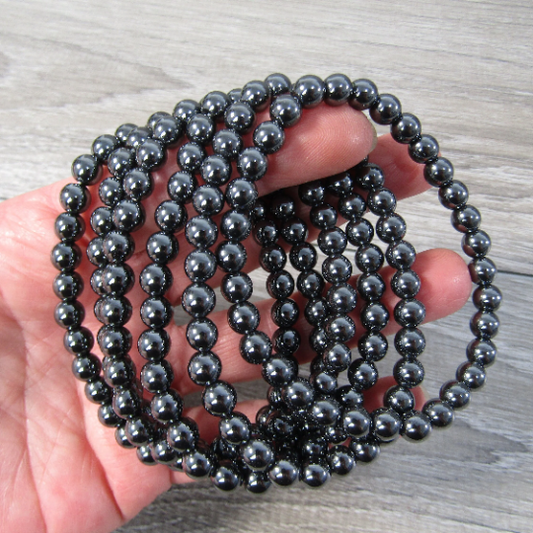 Hematite Beaded Stretch Bracelet 6mm