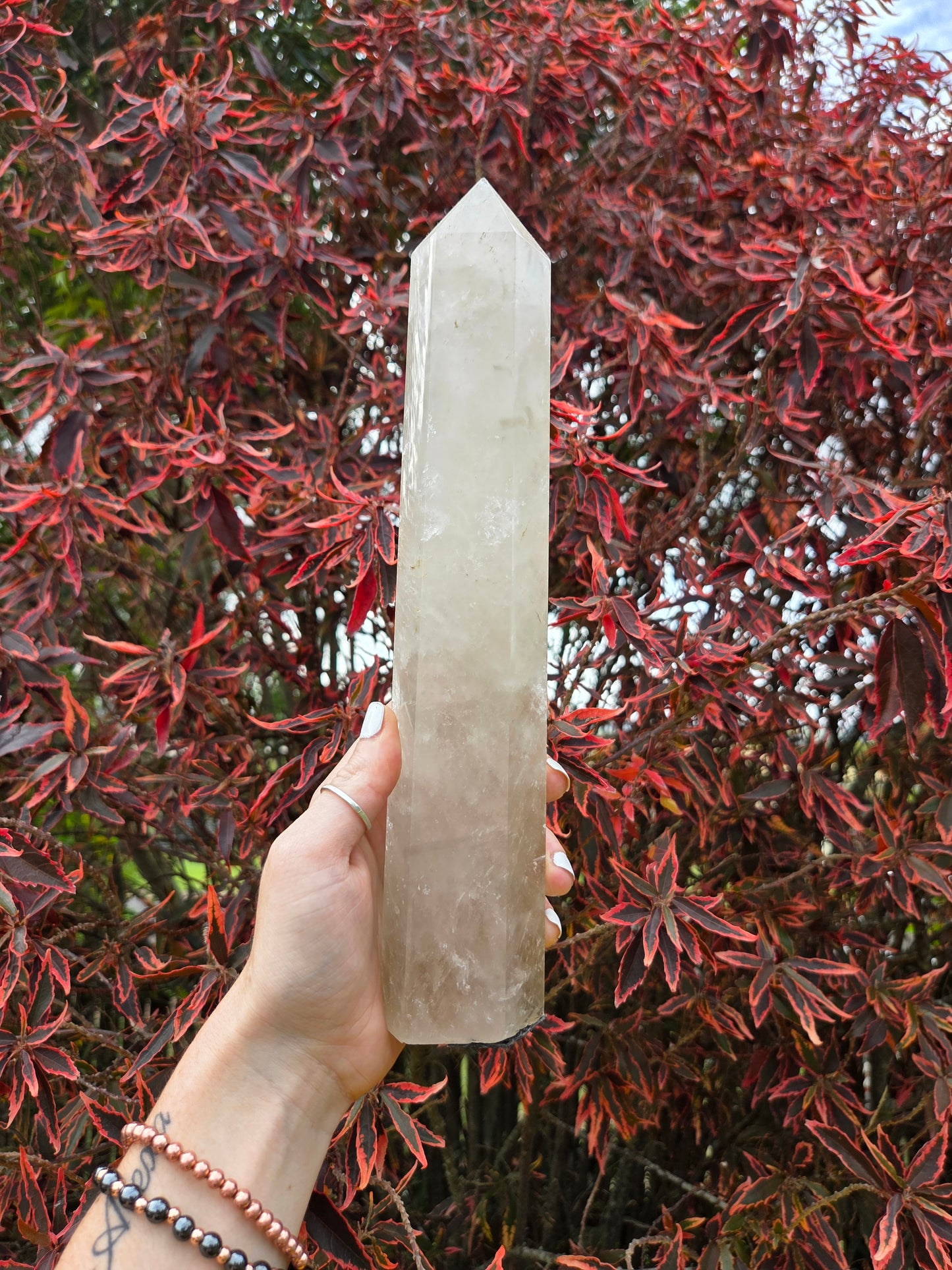 Large Smoky Citrine Quartz Crystal Tower Point 28cm
