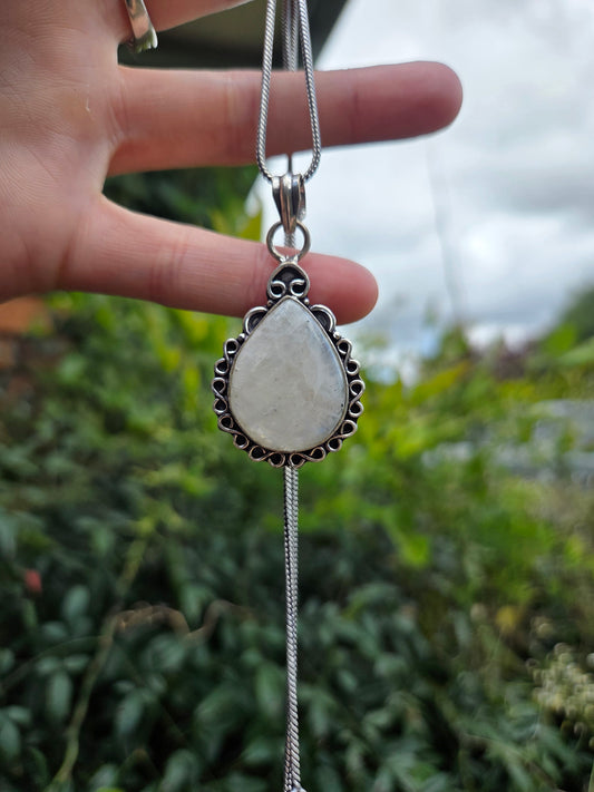 Moonstone Pendant Necklace 925 Silver 