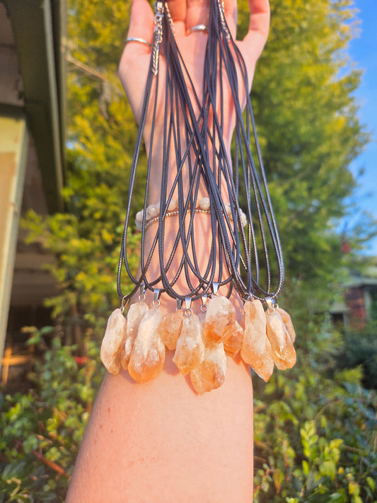 Raw Citrine Pendant Necklace