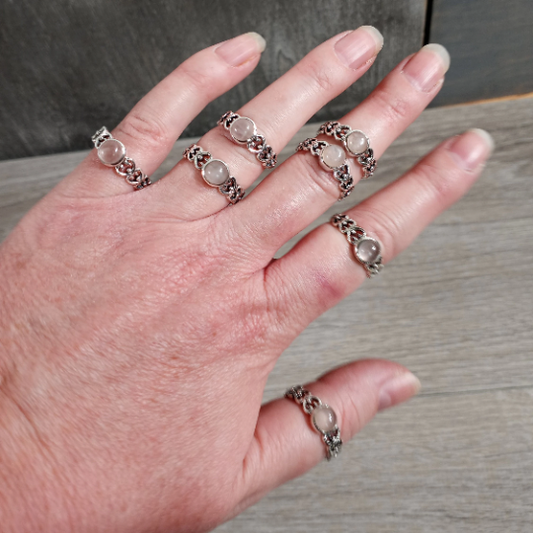 Rose Quartz 925 Sterling Silver Heart Ring