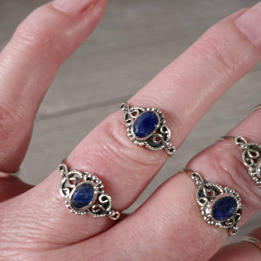 Sapphire Ring 925 Sterling Silver "Boho Timeless Style"