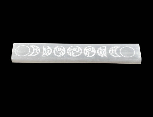 Selenite Charging Bar Engraved Moon Phase