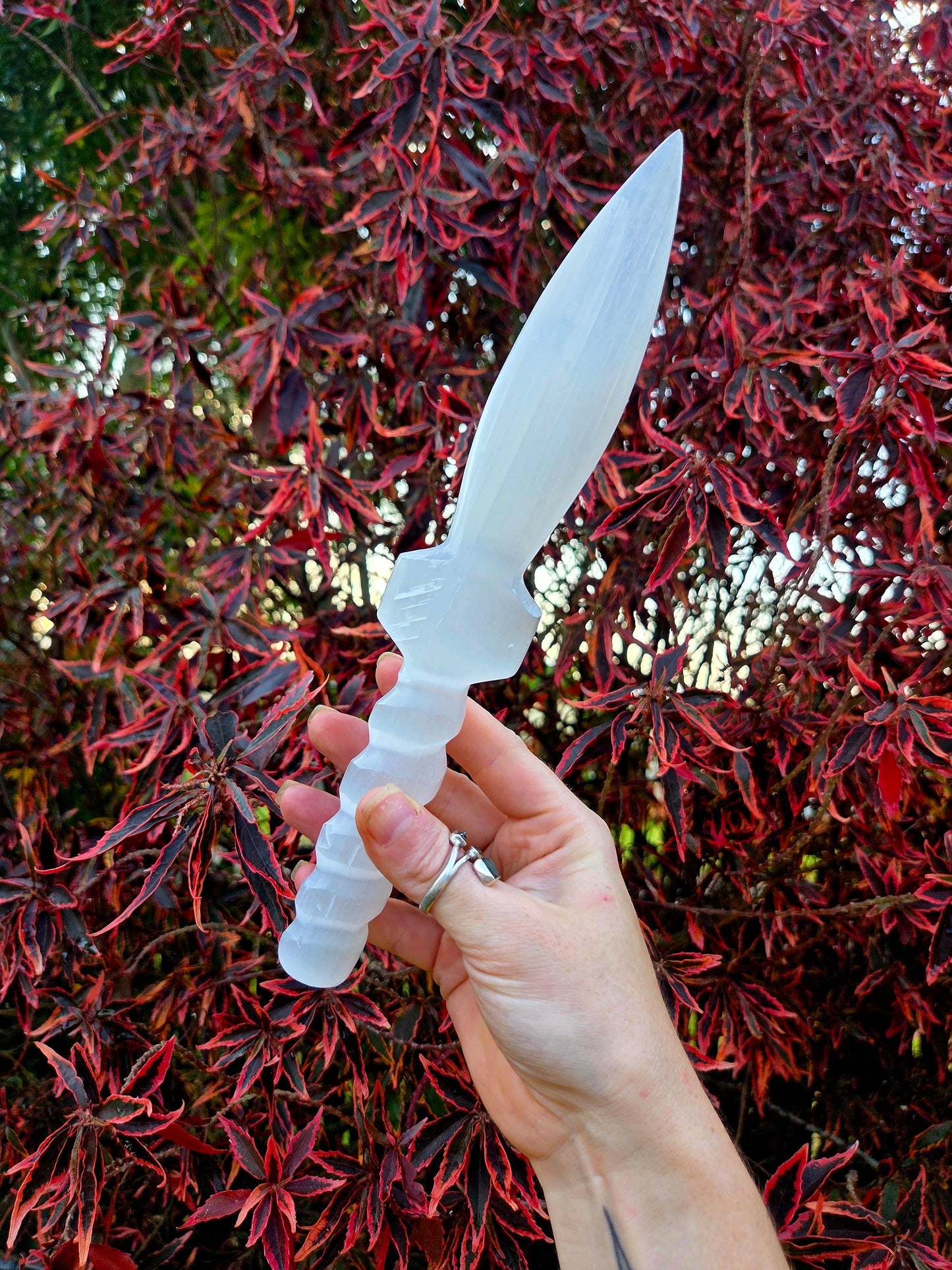 Selenite Ceremonial Athame/Knife Healing Wand Medium