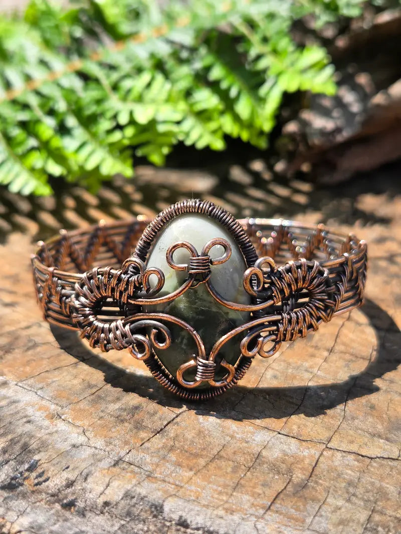 Serpentine Copper Wire Wrapped Bracelet
