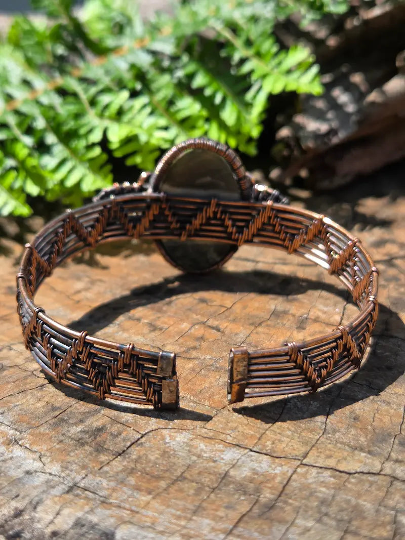 Serpentine Copper Wire Wrapped Bracelet
